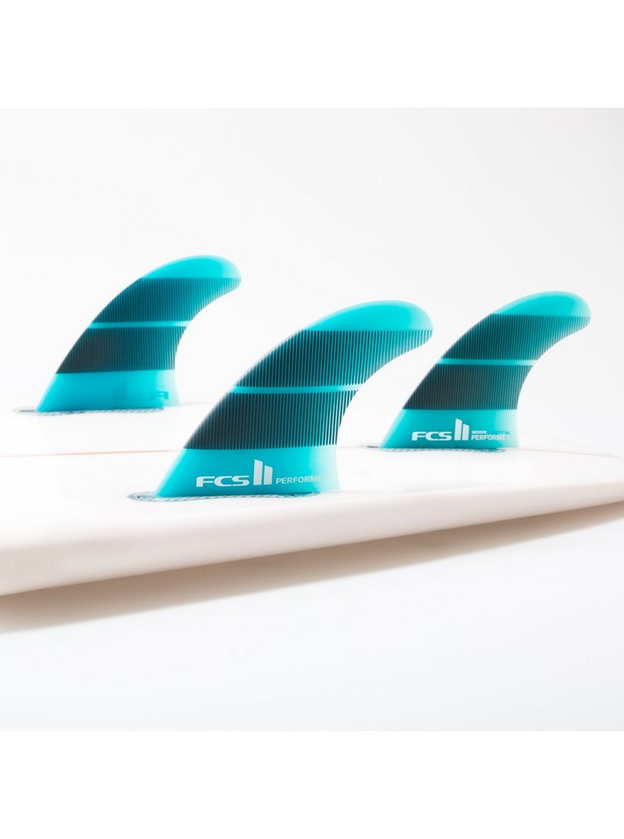 FCS II Performer Neo Glass Tri Fins - Teal - FCS Fins, Leashes ...