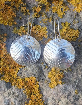 Silver & Copper Earrings - Fern Leaf Pattern-jewellery-HYDRO SURF