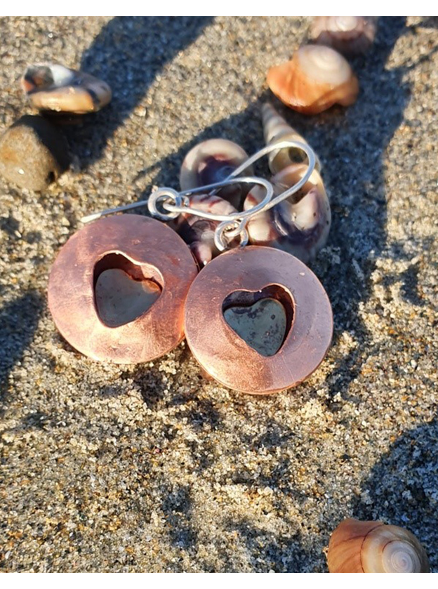 Copper & Brass Heart Earrings